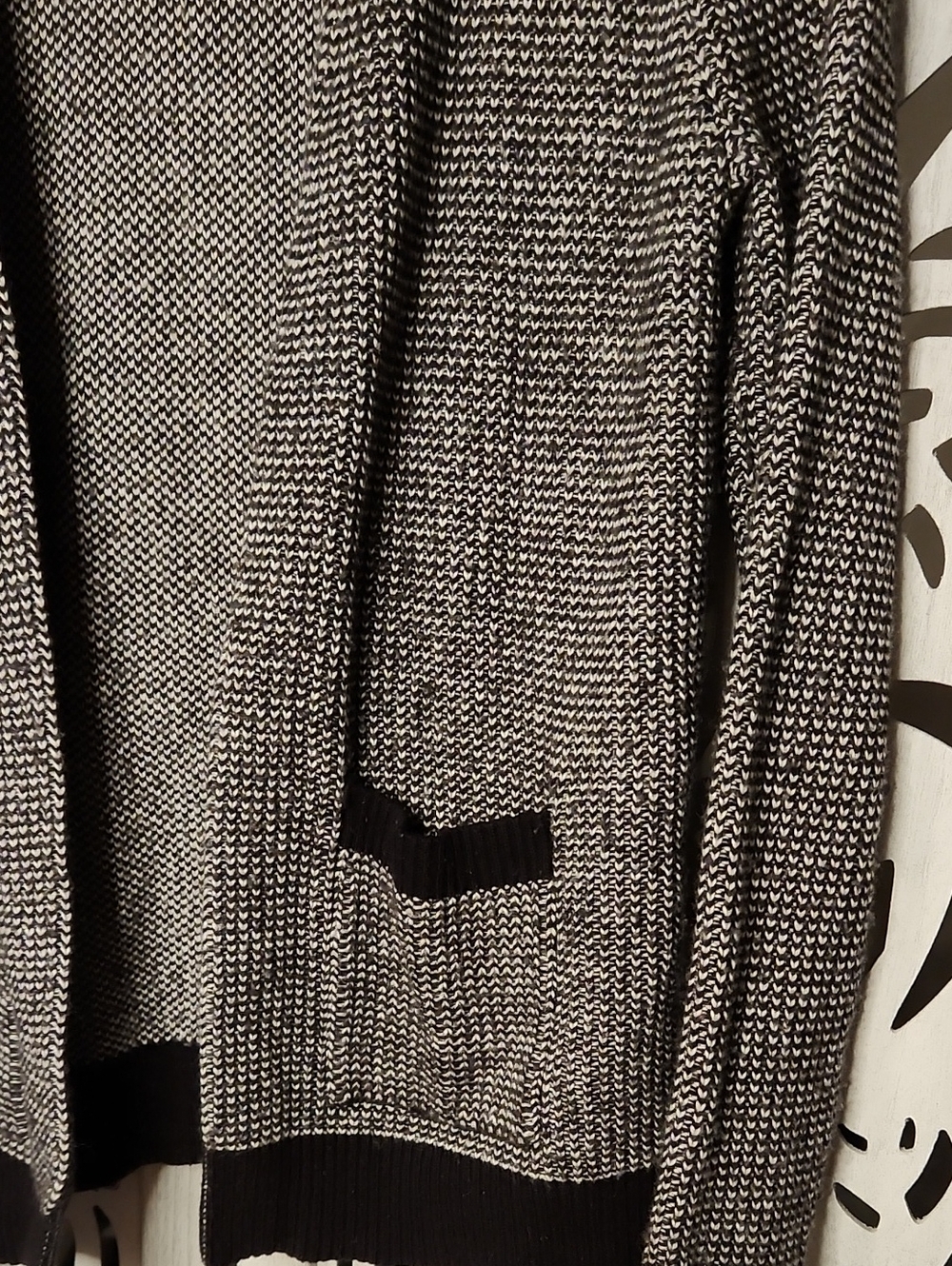 LOFT Black and White Marled Cardigan Sweater